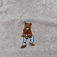 Kanye Dropout Full Pose Bear Embroidered Tee In Grey