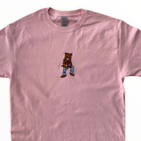 Kanye Dropout Full Pose Bear Embroidered Tee In Pink