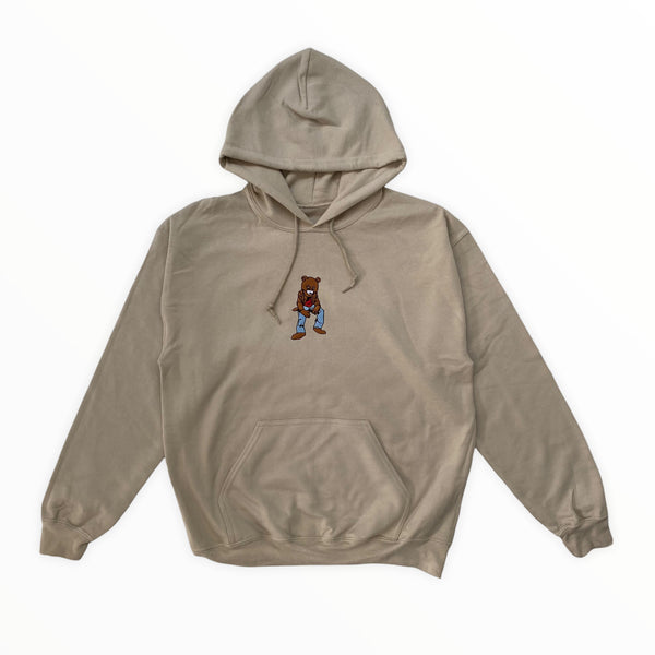 Kanye Dropout Full Pose Bear Embroidered Hoodie In Sand