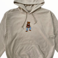 Kanye Dropout Full Pose Bear Embroidered Hoodie In Sand