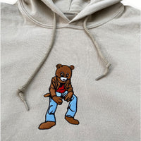 Kanye Dropout Full Pose Bear Embroidered Hoodie In Sand