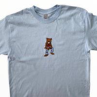 Kanye Dropout Full Pose Bear Embroidered Tee In Sky Blue