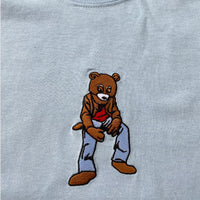 Kanye Dropout Full Pose Bear Embroidered Tee In Sky Blue