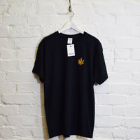 Ganja Leaf Embroidered Tee In Black