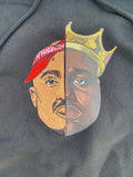 Actual Fact Premium Biggie X Tupac Embroidered & Printed Hoodie In Black