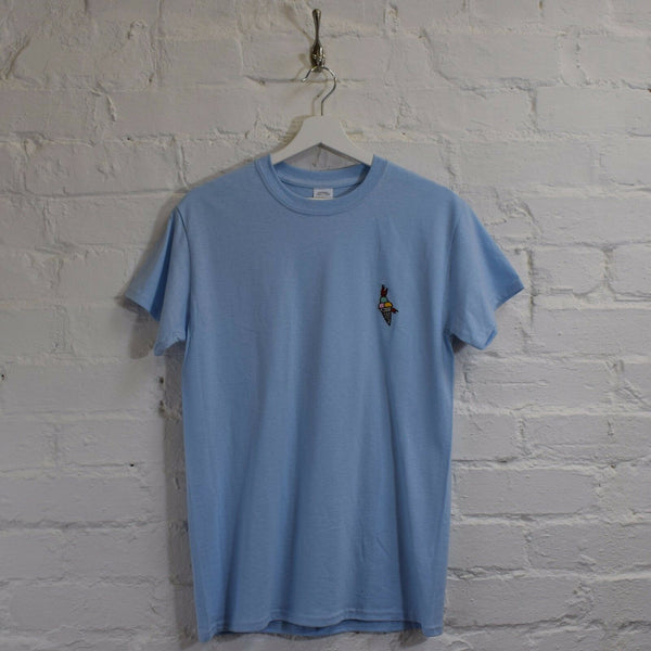 Ice Cream Tattoo Embroidered Tee In Sky Blue