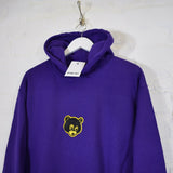 Kanye Retro Dropout Bear Embroidered Hoodie In Purple