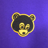 Kanye Retro Dropout Bear Embroidered Hoodie In Purple