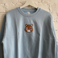 Kanye Dropout Bear Embroidered Sweatshirt In Sky Blue