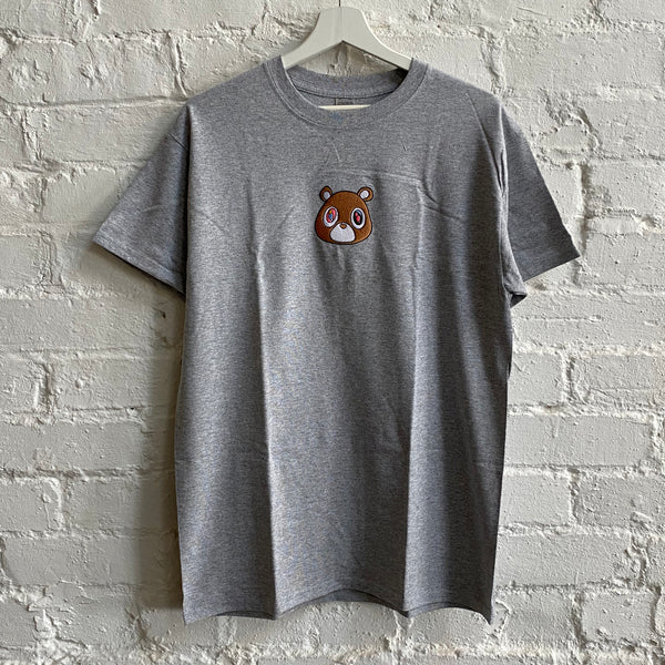 Kanye Dropout Bear Embroidered Tee In Grey