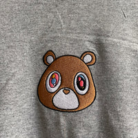 Kanye Dropout Bear Embroidered Tee In Grey