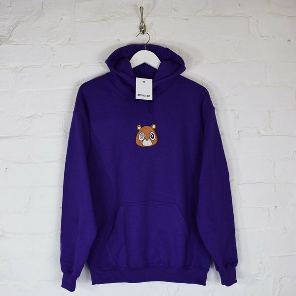 Kanye Dropout Bear Embroidered Hoodie In Purple – Actual Fact Clothing