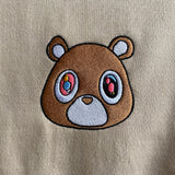 Kanye New Dropout Bear Embroidered Hoodie In Sand