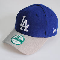 New Era LA Dodgers Heather Team 9Forty Curve Peak Cap In Blue & Grey