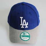 New Era LA Dodgers Heather Team 9Forty Curve Peak Cap In Blue & Grey