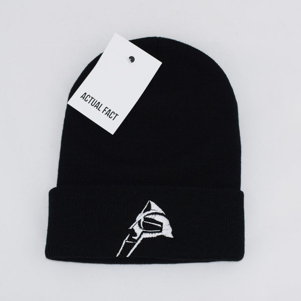 MF Doom Side Mask Roll Up Beanie In Black