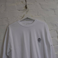 MF Doom Mask Embroidered Long Sleeve Tee In White