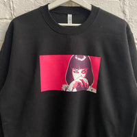 Mia Wallace Cocaine Pulp Fiction Printed Sweatshirt In Black