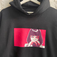 Mia Wallace Cocaine Pulp Fiction Printed Hoodie In Black