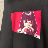 Mia Wallace Cocaine Pulp Fiction Printed Hoodie In Black