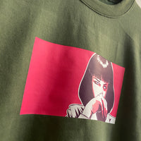 Mia Wallace Cocaine Pulp Fiction Printed Sweatshirt In Forest Green