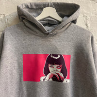 Mia Wallace Cocaine Pulp Fiction Printed Hoodie In Grey