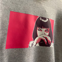 Mia Wallace Cocaine Pulp Fiction Printed Hoodie In Grey