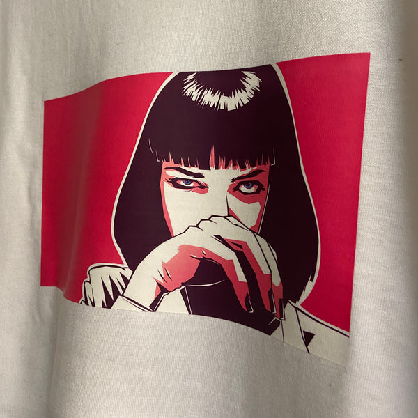 Mia Wallace Cocaine Pulp Fiction Printed Tee In White Actual