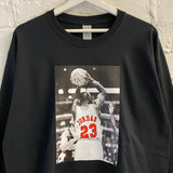 Michael Jordan Basketball Printed Long Sleeve Tee In Black