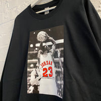 Michael Jordan Basketball Printed Long Sleeve Tee In Black