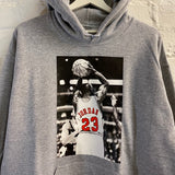 Michael Jordan Basketball Printed Hoodie In Grey