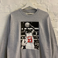 Michael Jordan Basketball Printed Long Sleeve Tee In Grey