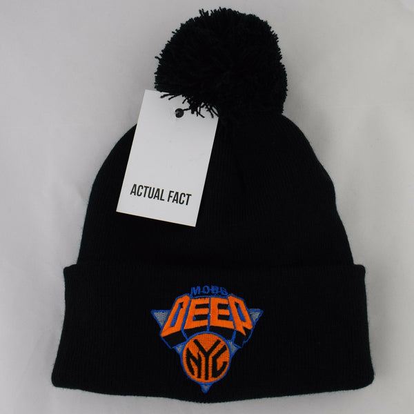 Mobb Deep NYC Roll Up Bobble Beanie In Black