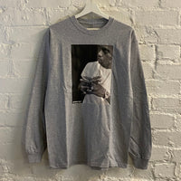 NAS B&W Printed Long Sleeve Tee In Grey