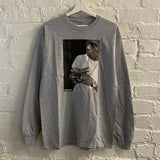 NAS B&W Printed Long Sleeve Tee In Grey
