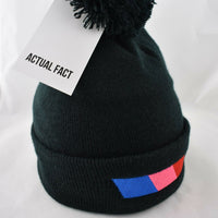Nascar Stripe Roll Up Bobble Beanie In Black