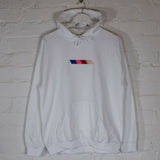 Nascar Stripe Embroidered Hoodie In White