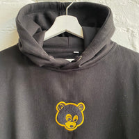 Kanye Retro Bear Embroidered Hoodie In Black