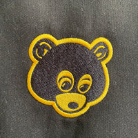 Kanye Retro Bear Embroidered Hoodie In Black