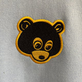 Kanye Retro Bear Embroidered Hoodie In Sky Blue