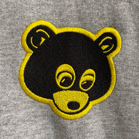 Kanye Retro Bear Embroidered Hoodie In Grey