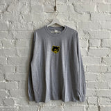 Kanye Retro Bear Embroidered Long Sleeve Tee In Grey