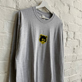 Kanye Retro Bear Embroidered Long Sleeve Tee In Grey