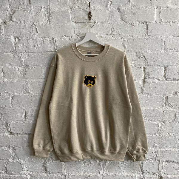 Kanye Retro Bear Embroidered Sweatshirt In Sand