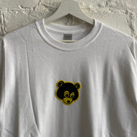 Kanye Retro Bear Embroidered Long Sleeve Tee In White