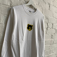 Kanye Retro Bear Embroidered Long Sleeve Tee In White