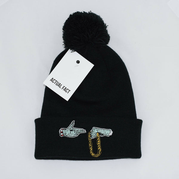 Run The Jewels Roll Up Bobble Beanie In Black