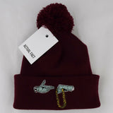 Run The Jewels Roll Up Bobble Beanie In Burgundy