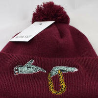 Run The Jewels Roll Up Bobble Beanie In Burgundy