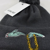 Run The Jewels Roll Up Bobble Beanie In Charcoal